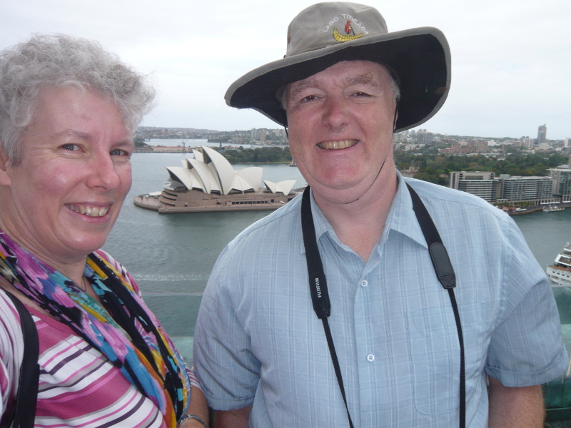 Opera House behind Sue & David