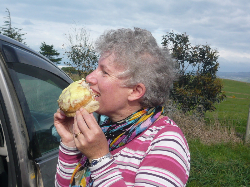 Sue with mid morning snack