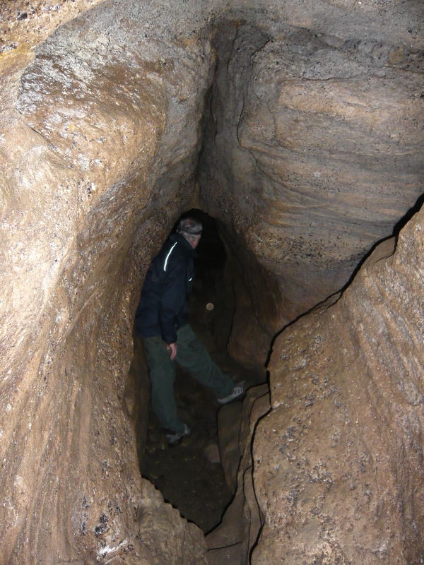 David entering cave