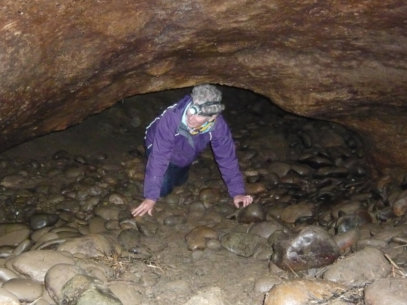 Sue exploring cave