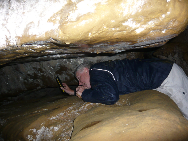 David exploring a cave