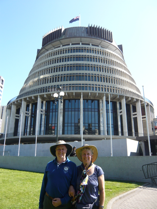 In front of the beehive